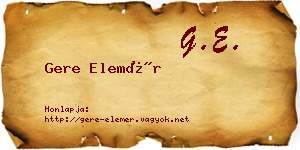 Gere Elemér névjegykártya